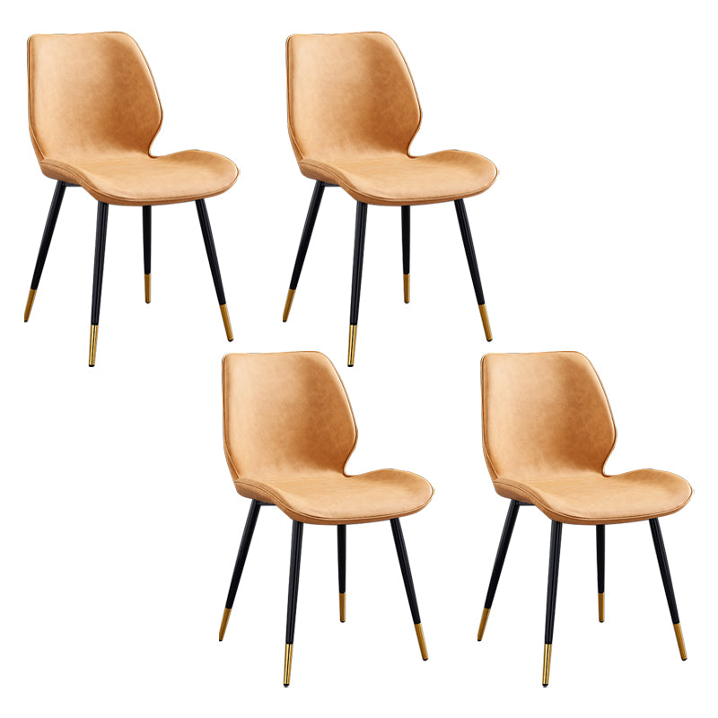 Modern Upholstered Armless Dining Chairs Wingback Side Chairs with Metal Legs