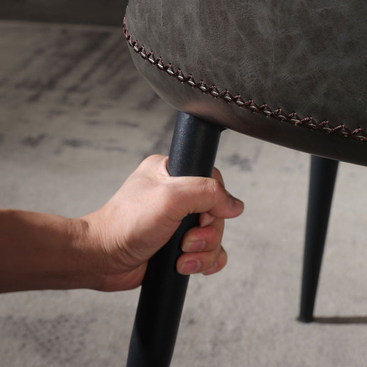 Scandinavian Style Leather Dining Chairs Solid Back Chair and 4 Black Finish Legs for Home