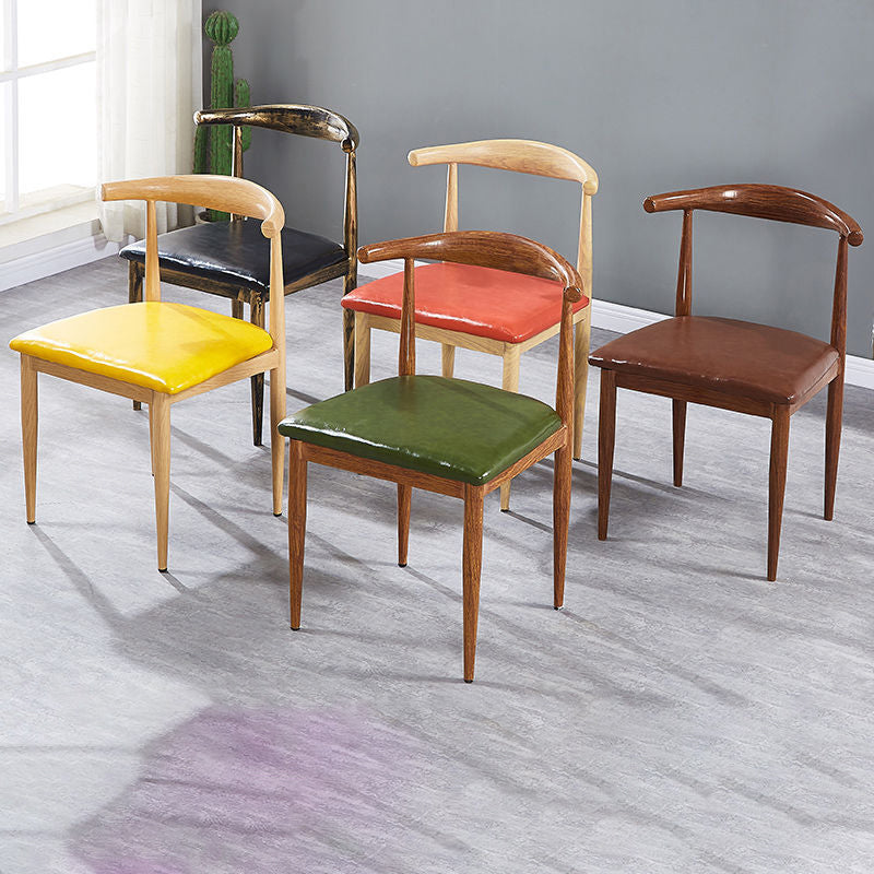 Contemporary Home Side Chair Open Back Metal Dining Room Chair Upholstered