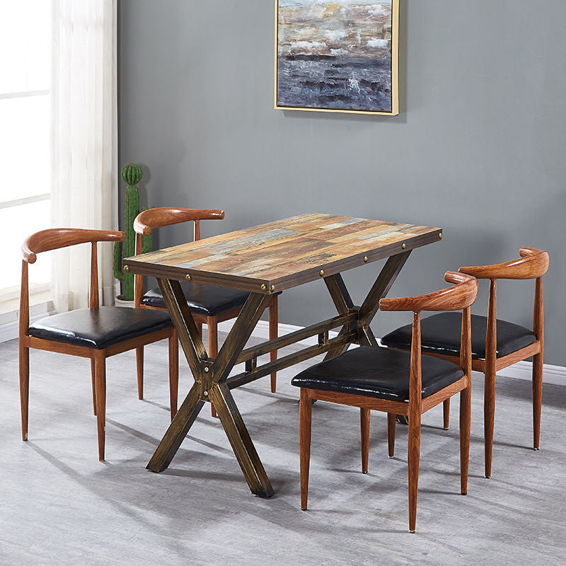 Contemporary Home Side Chair Open Back Metal Dining Room Chair Upholstered