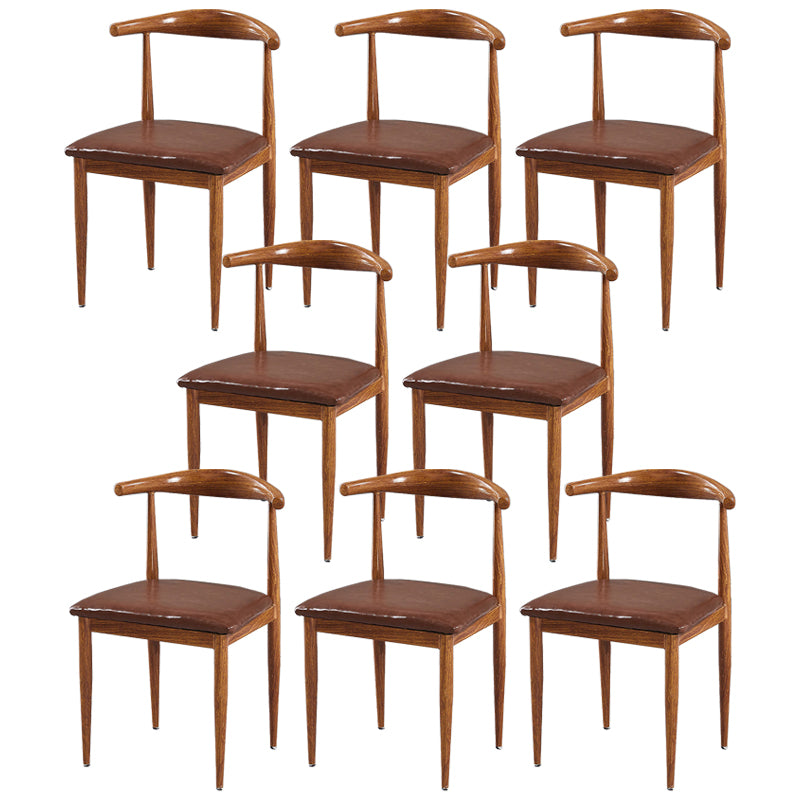 Contemporary Home Side Chair Open Back Metal Dining Room Chair Upholstered