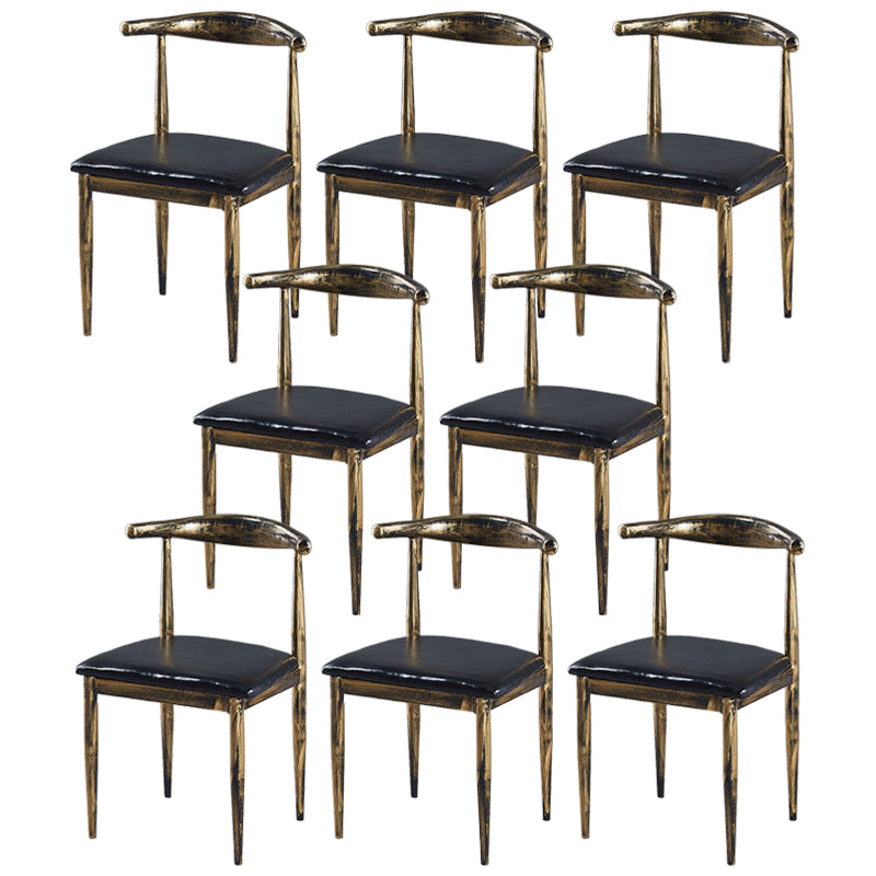 Contemporary Home Side Chair Open Back Metal Dining Room Chair Upholstered