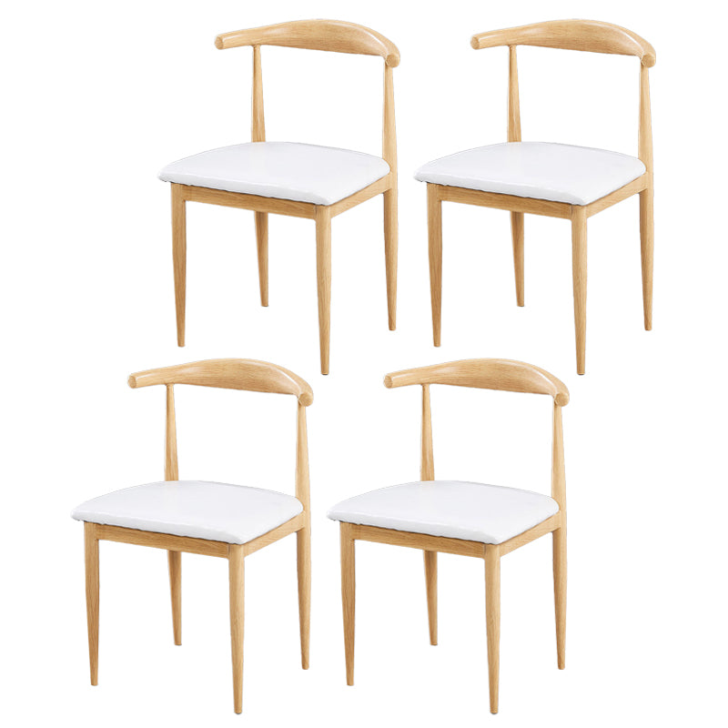 Contemporary Home Side Chair Open Back Metal Dining Room Chair Upholstered
