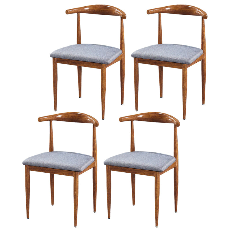 Contemporary Home Side Chair Open Back Metal Dining Room Chair Upholstered