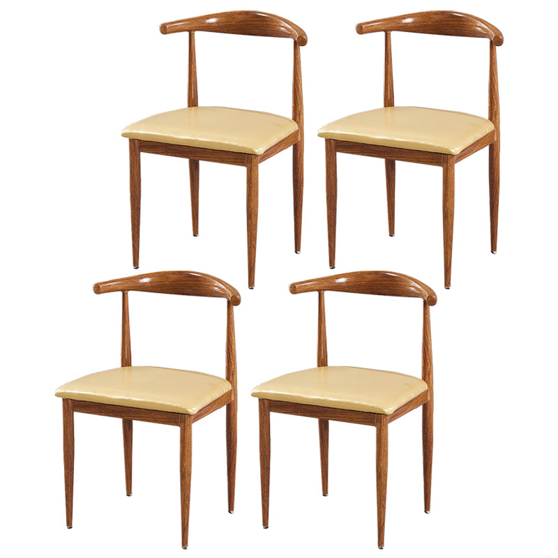 Contemporary Home Side Chair Open Back Metal Dining Room Chair Upholstered