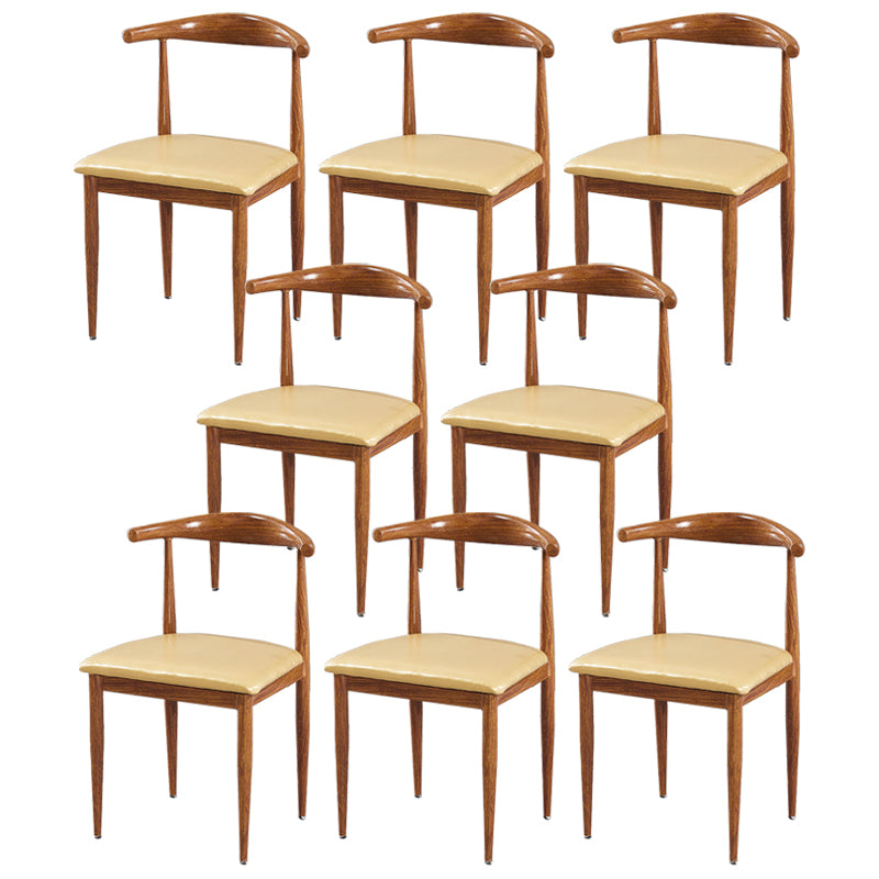Contemporary Home Side Chair Open Back Metal Dining Room Chair Upholstered