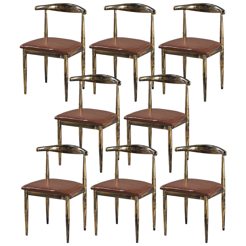 Contemporary Home Side Chair Open Back Metal Dining Room Chair Upholstered