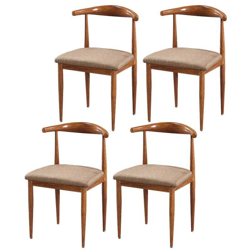Contemporary Home Side Chair Open Back Metal Dining Room Chair Upholstered