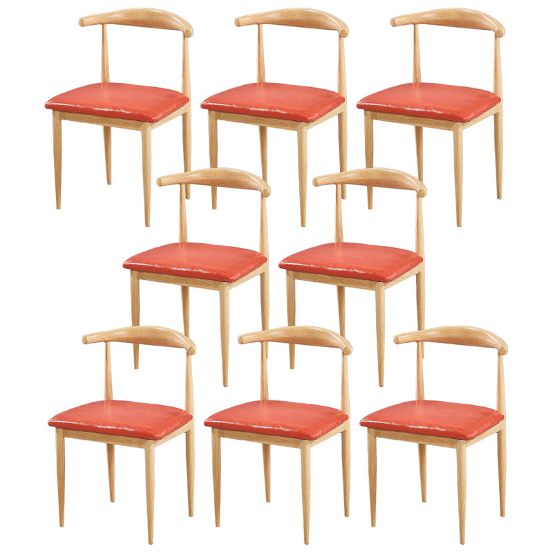 Contemporary Home Side Chair Open Back Metal Dining Room Chair Upholstered
