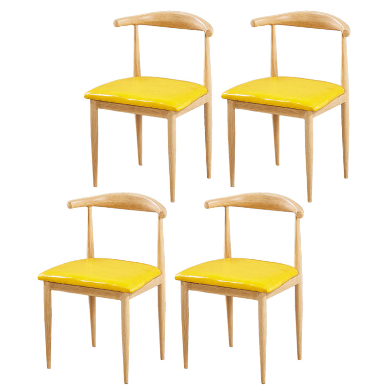 Contemporary Home Side Chair Open Back Metal Dining Room Chair Upholstered