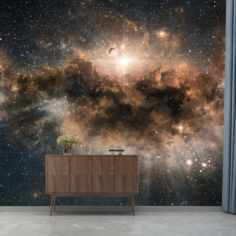 Contemporary Universe Mural Wallpaper Mildew Resistant for Sleeping Room Decor
