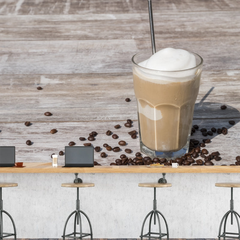 Coffee Mural Wallpaper Moisture Resistant Wall Decor for Coffee Shop, Customized Size