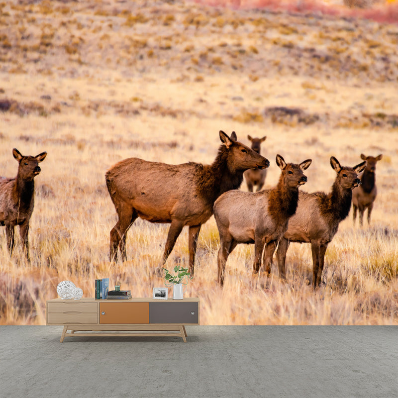 Deer Animal Water-Resistant Wall Mural Minimalist Wall Covering for Living Room Decor