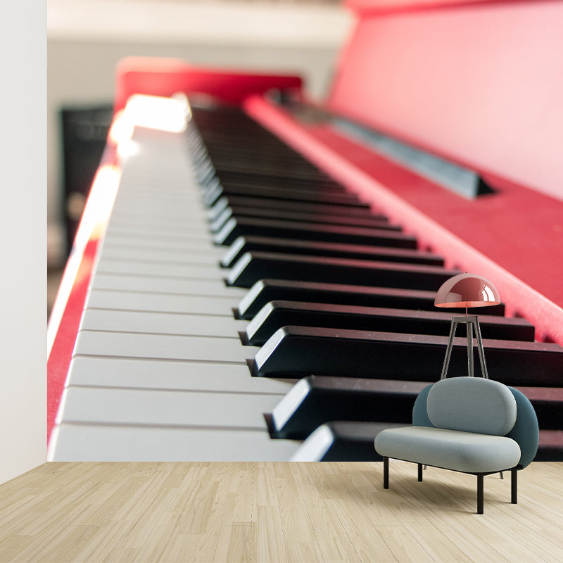 Piano Photo Mural Wallpaper Water-Resistant Wall Covering for PlayRoom