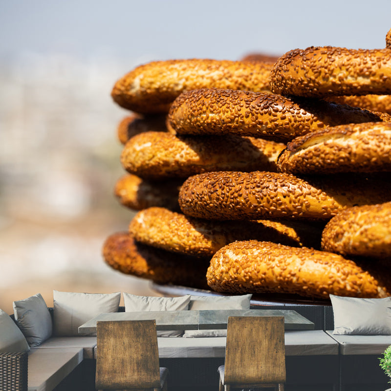 Sweet Bagels Dessert Mural Commercial Use Contemporary Dessert Shop for Decoration