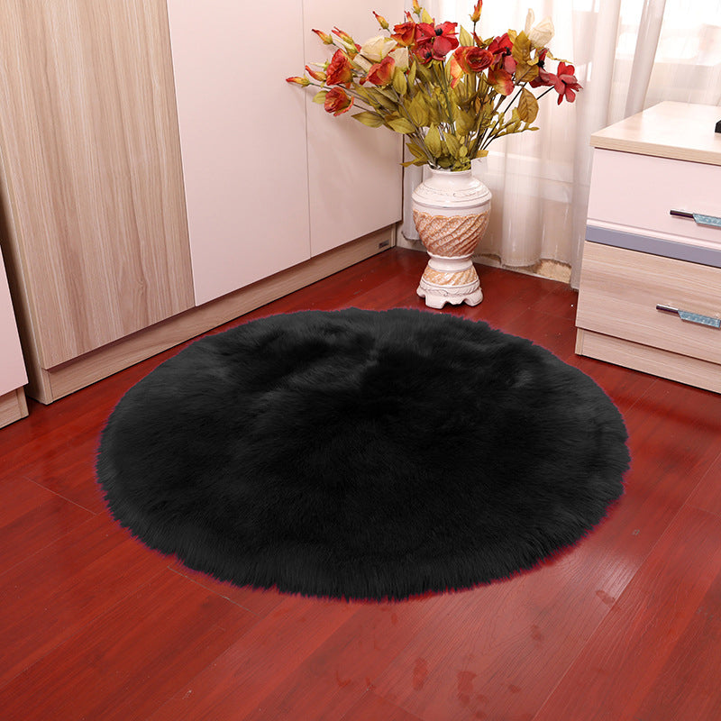 Trendy Round Shag Area Rug Casual Plain Indoor Rug Polyester Stain Resistant Carpet for Home Decor