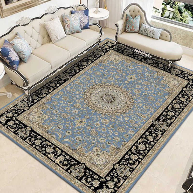 Moroccan Medallion Pattern Rug Polyester Carpet Stain Resistant Area Carpet for Home Decoration