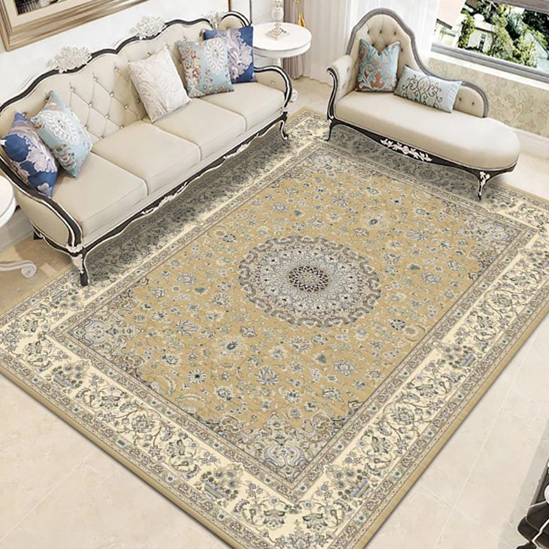 Moroccan Medallion Pattern Rug Polyester Carpet Stain Resistant Area Carpet for Home Decoration