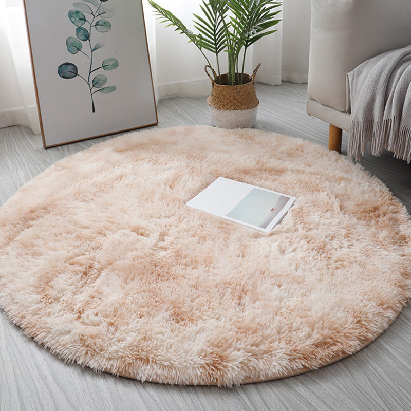 Round Plain Shag Rug Polyester Funky Carpet Pet Friendly Indoor Carpet for Home Decoration