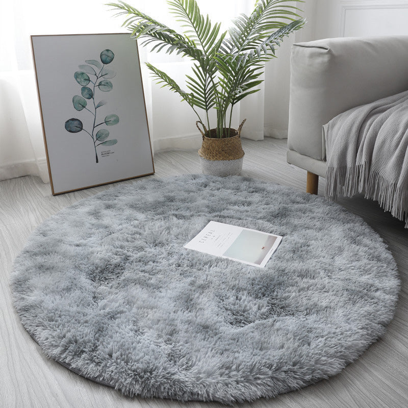 Round Plain Shag Rug Polyester Funky Carpet Pet Friendly Indoor Carpet for Home Decoration