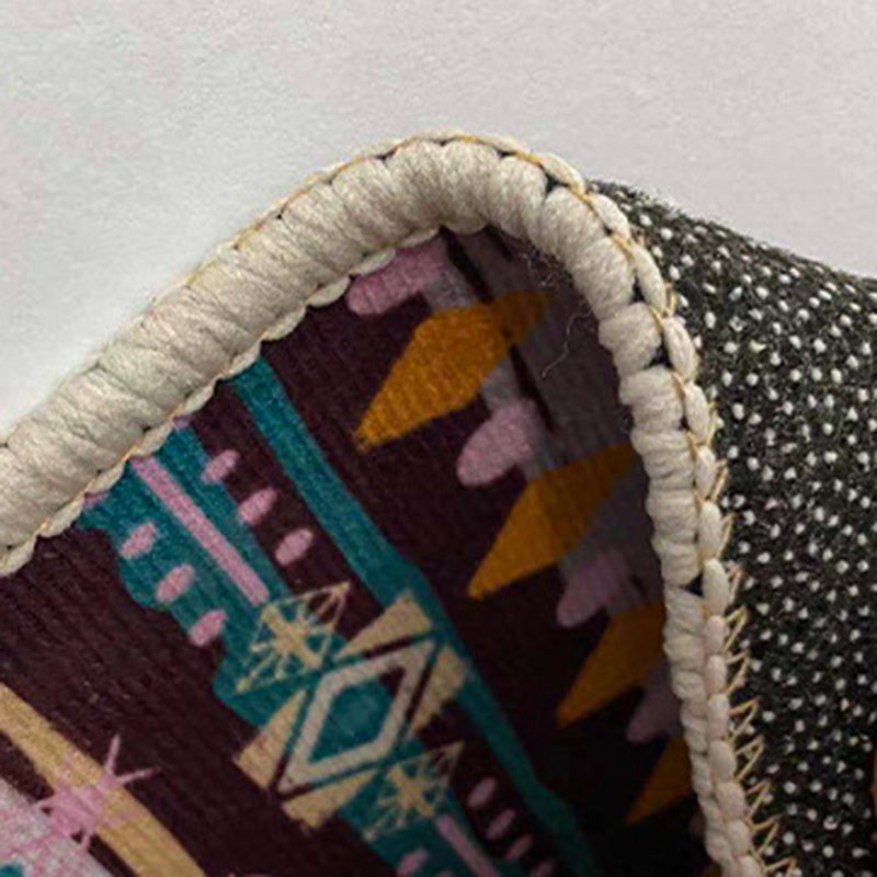 Dark Red Victorian Rug Polyester Graphic Rug Non-Slip Backing Rug for Living Room