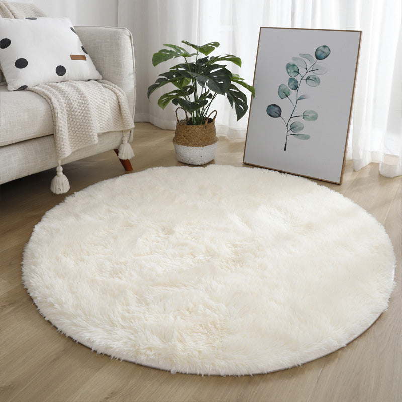 Round Solid Shag Carpet Polyester Comfort Indoor Rug Non-Slip Backing Carpet for Living Room
