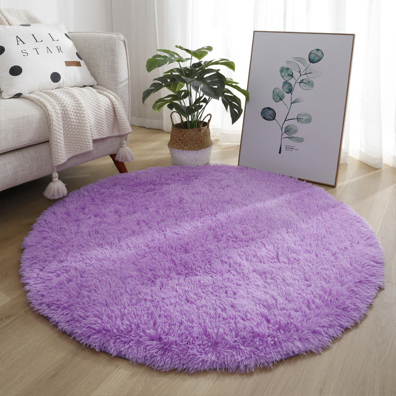 Round Solid Shag Carpet Polyester Comfort Indoor Rug Non-Slip Backing Carpet for Living Room