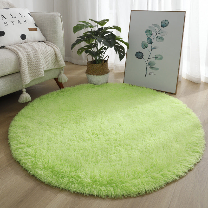 Round Solid Shag Carpet Polyester Comfort Indoor Rug Non-Slip Backing Carpet for Living Room