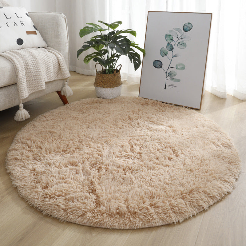 Round Solid Shag Carpet Polyester Comfort Indoor Rug Non-Slip Backing Carpet for Living Room