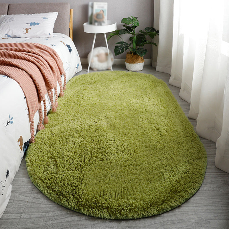 Ovaler fester Teppich Moderner Shag Innenteppich-Polyester Nicht-Rutsch-Rückseite Teppich für Erwachsene Schlafzimmer