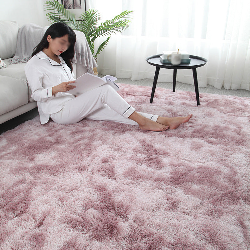 Minimalist Home Decor Carpet Tie Dye Pattern Rug Polyester Stain Resistant Shag Carpet