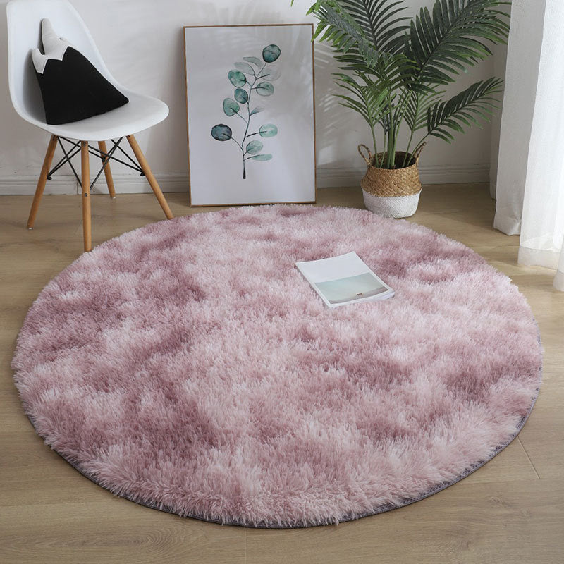 Round Plain Shag Rug Polyester Simplicity Carpet Pet Friendly Indoor Carpet for Home Decoration
