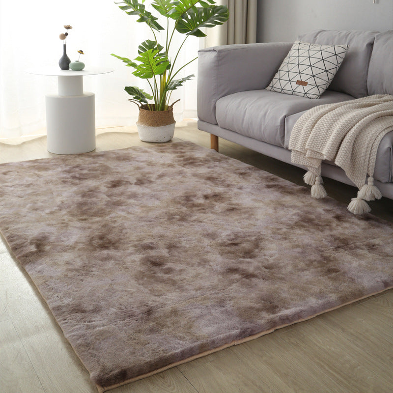 Trendy Plain Shag Area Rug Creative Polyester Rug Anti-Slip Backing Carpet for Home Decor