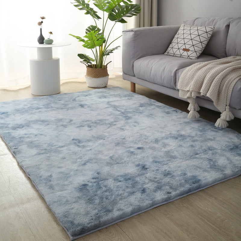 Trendy Plain Shag Area Rug Creative Polyester Rug Anti-Slip Backing Carpet for Home Decor
