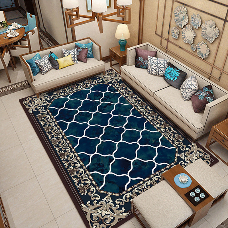 Leisure European Style Carpet Flower Print Area Rug Polyester Non-Slip Carpet for Living Room