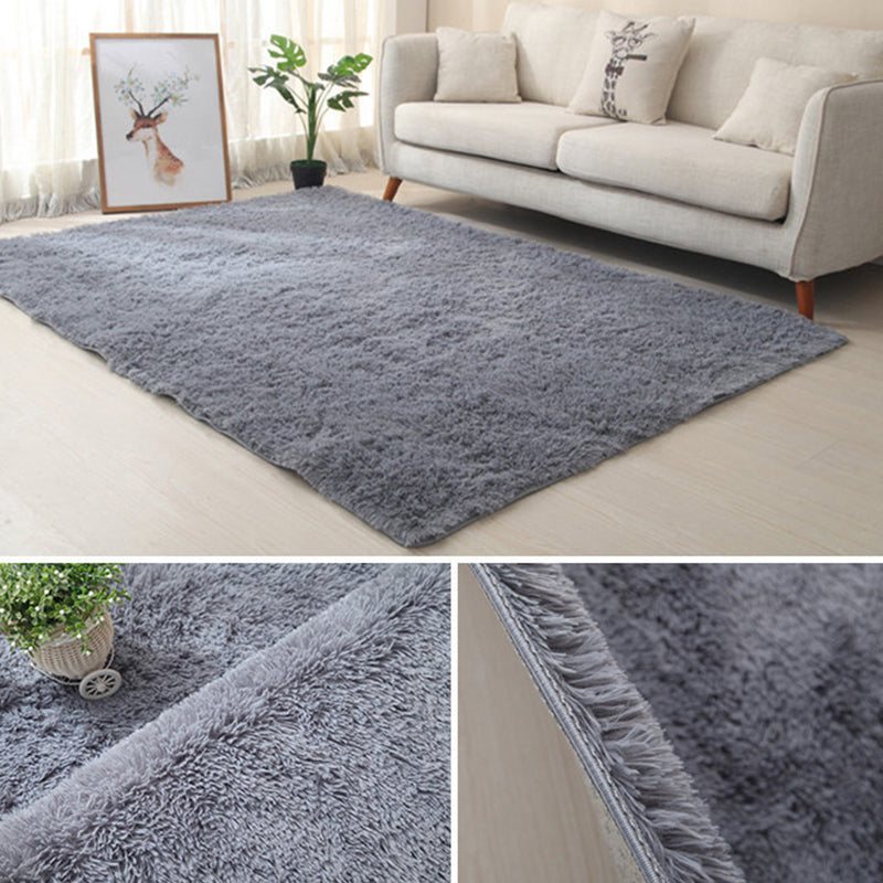 White Modern Carpet Polyester Solid Color Carpet Non-Slip Backing Carpet for Living Room