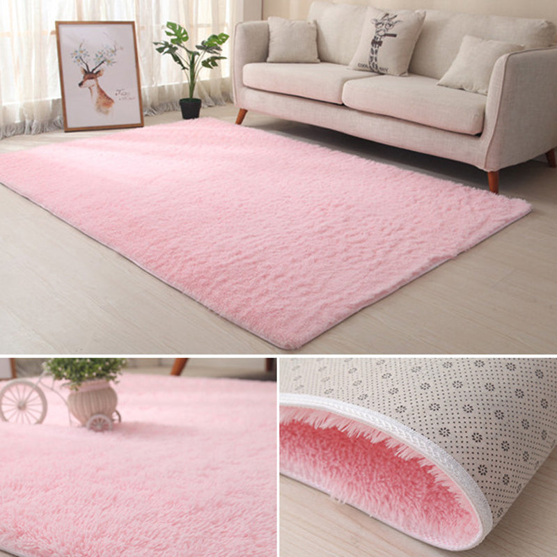 White Modern Carpet Polyester Solid Color Carpet Non-Slip Backing Carpet for Living Room
