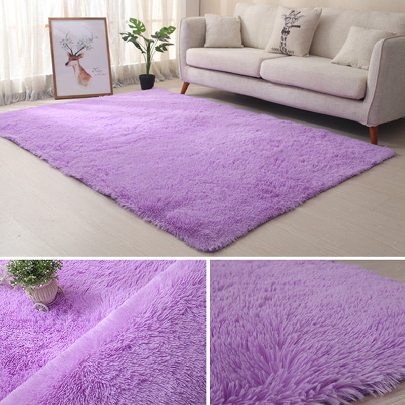 White Modern Carpet Polyester Solid Color Carpet Non-Slip Backing Carpet for Living Room