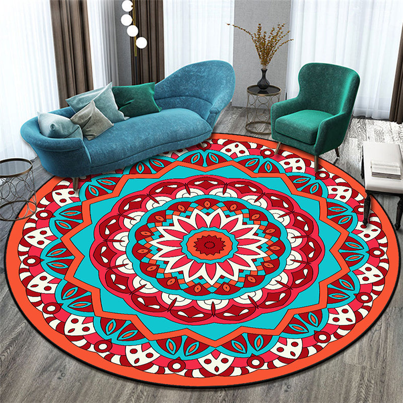 Stijlvolle Marokko Trug Floral Pattern Polyester Area Tapijt Non-slip achtergrondgebied tapijt voor woonkamer