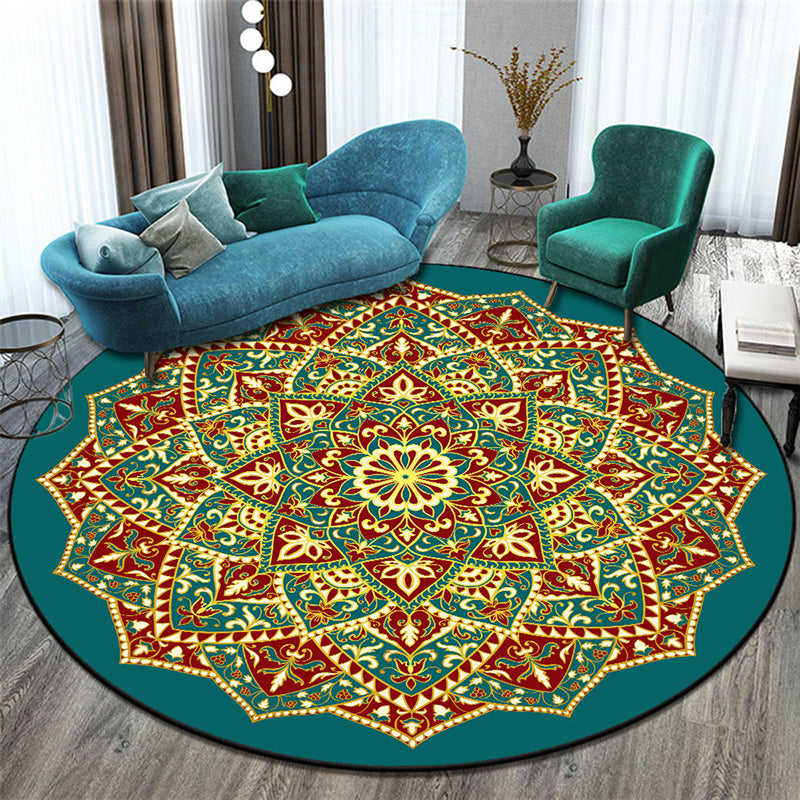 Stijlvolle Marokko Trug Floral Pattern Polyester Area Tapijt Non-slip achtergrondgebied tapijt voor woonkamer
