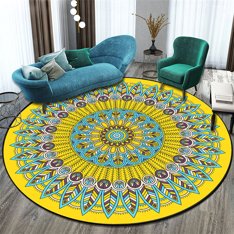 Stijlvolle Marokko Trug Floral Pattern Polyester Area Tapijt Non-slip achtergrondgebied tapijt voor woonkamer