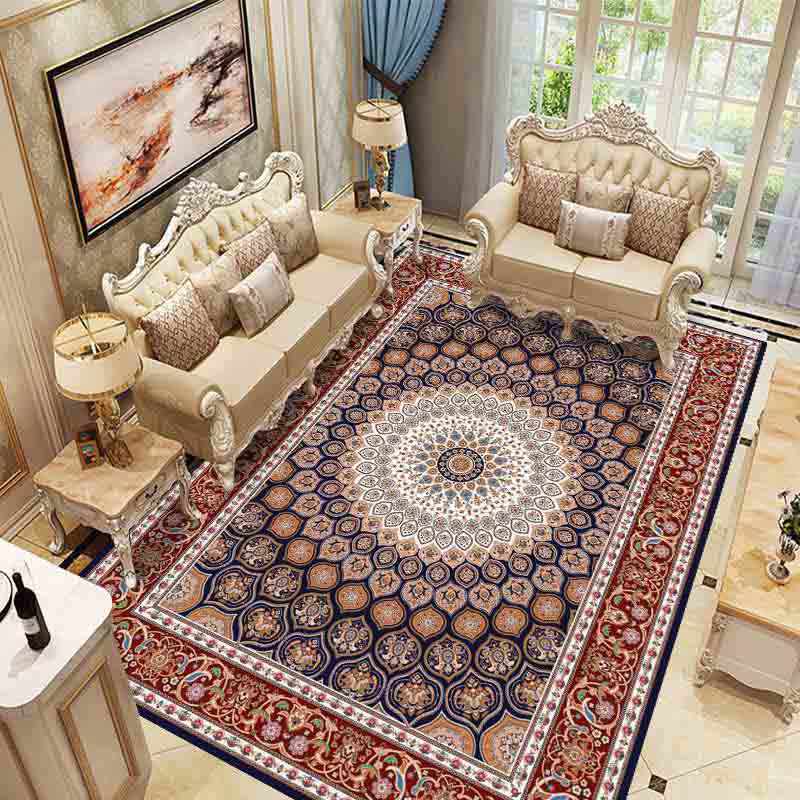 Roter Wohnzimmer-Teppichpolyester Europäischer Area Teppich Anti-Schlupf-Waschmaschine Teppich