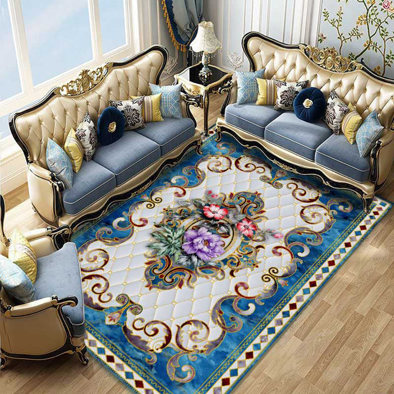 Roter Wohnzimmer-Teppichpolyester Europäischer Area Teppich Anti-Schlupf-Waschmaschine Teppich