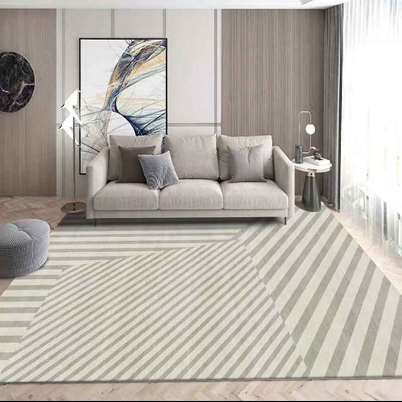 Apricot Modern Carpet Polyester Striped Carpet Washable Carpet for Living Room
