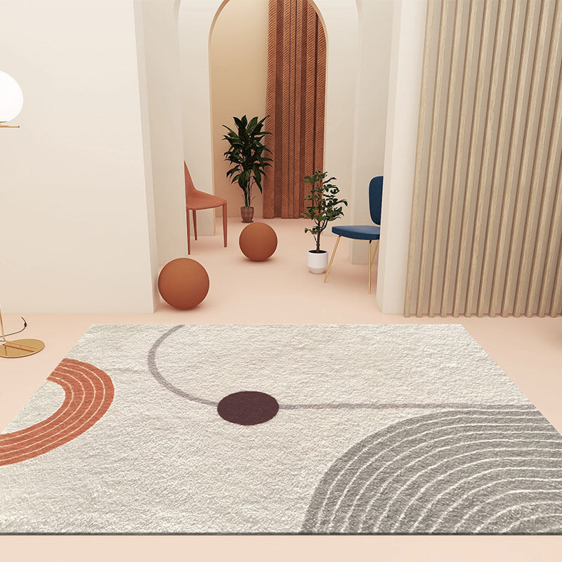 Orange Modern Carpet Polyester Striped Carpet Washable Carpet for Home Decoration