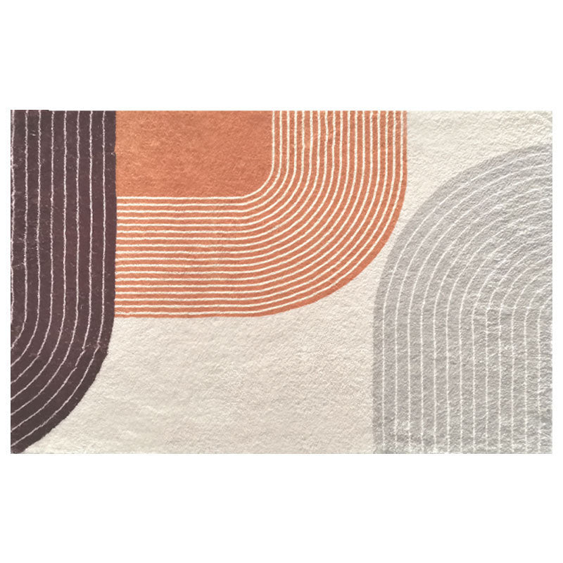 Orange Modern Carpet Polyester Striped Carpet Washable Carpet for Home Decoration