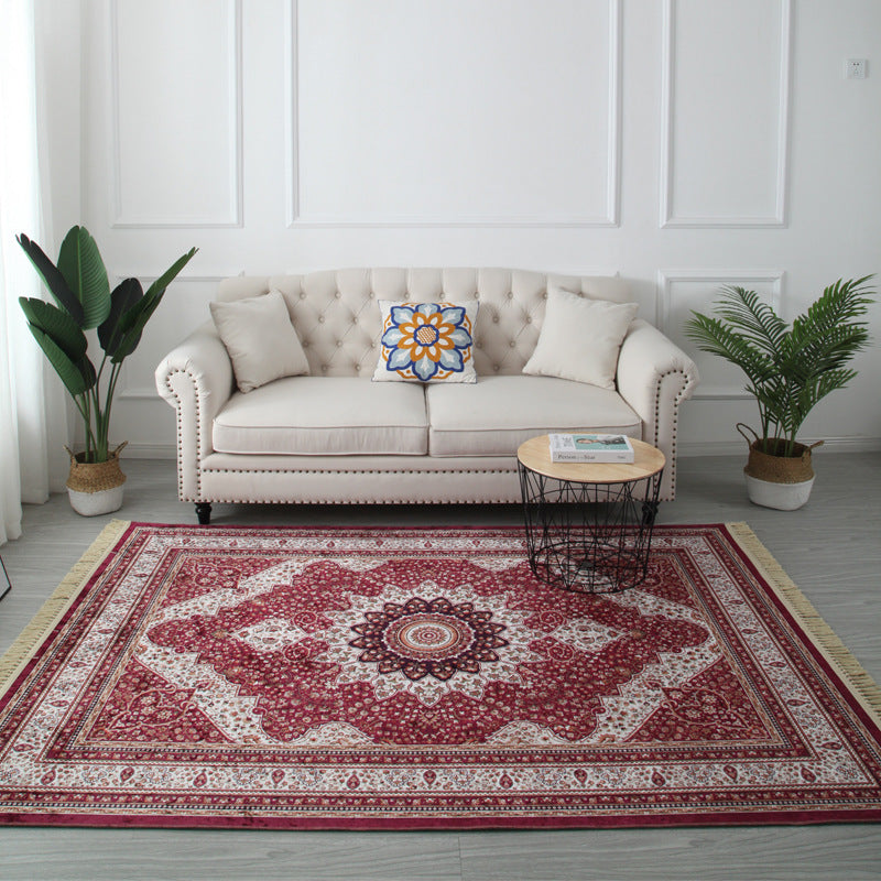 Antike Medaillon Muster Teppich Polyester Fläche Rugfärbung resistenter Innenteppich für Wohnzimmer