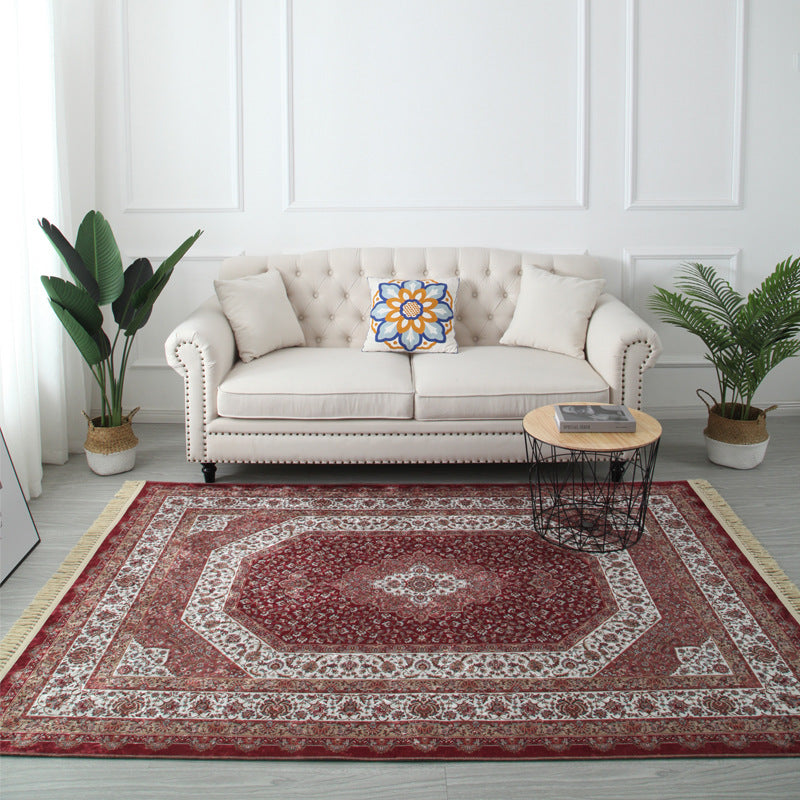 Tapis de motif de médaillon antique Tapis en polyester Tapis résistant résistant au tapis intérieur pour le salon