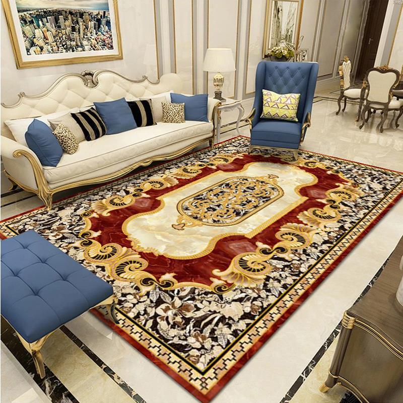 Classical European Rug Funky Medallion Print Carpet Polyester Stain Resistant Rug for Home Decor