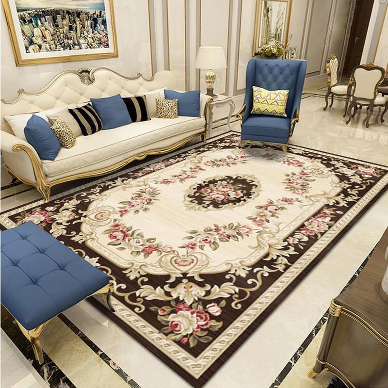 Classical European Rug Funky Medallion Print Carpet Polyester Stain Resistant Rug for Home Decor